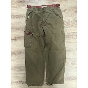 Baggy American Eagle Military Jeans 90's Cargo Green 33x32 Zipper Pockets Grunge